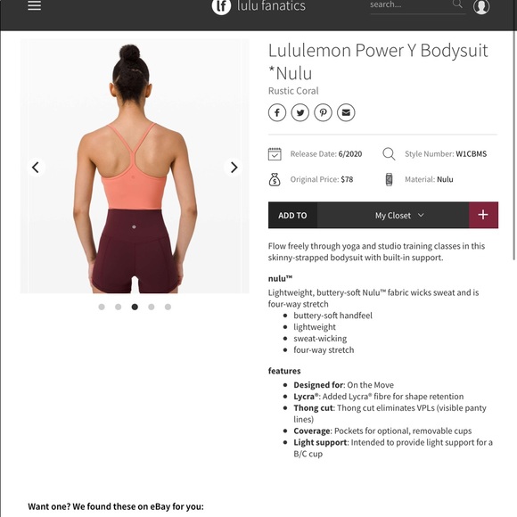 🍋 Lululemon Power Y Bodysuit size 6 - Picture 6 of 8